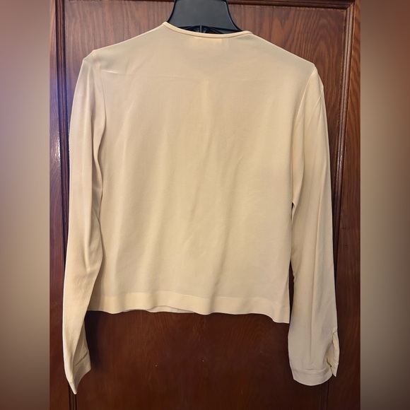 Pianoforte di MaxMara Vintage 90s Beige Semi Sheer Button Down Top 42 8 Small - Picture 2 of 5